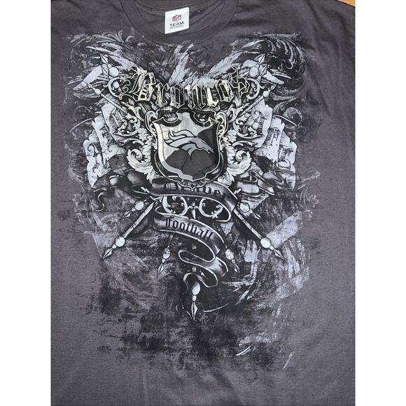 Denver Broncons NFL Football shirt Size large ? Affliction Style Y2K Gray Tee - Picture 2 of 8